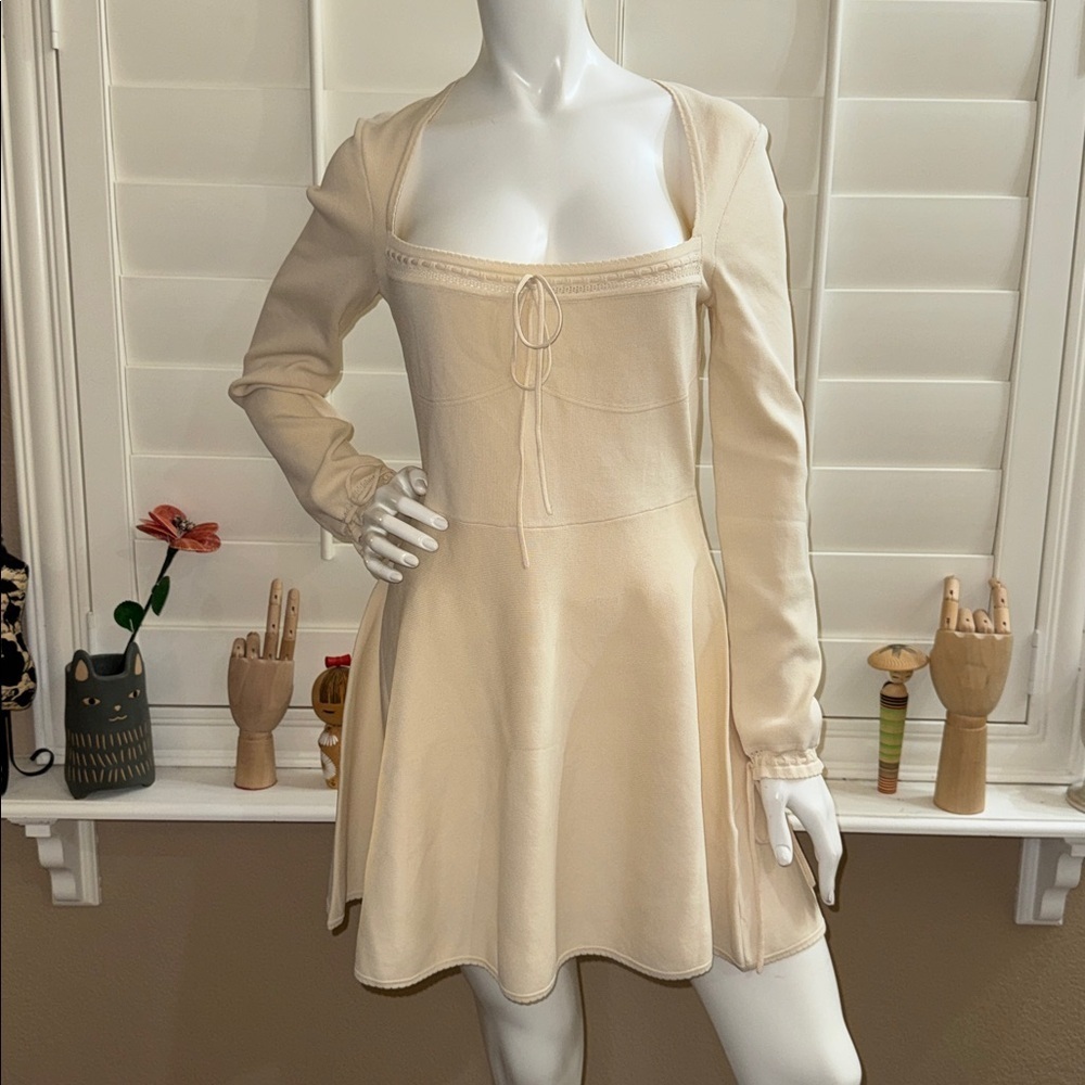 House of CB Caprice Long Sleeve Knit Dress Cream